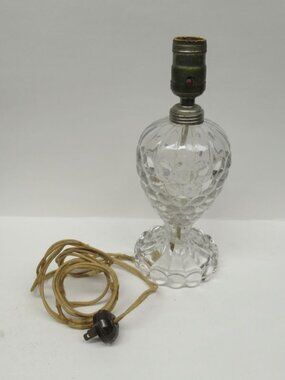 Vintage Crystal Glass BUBBLE 10 1/2 Inch High Electric Lamp, Original Cord Plug